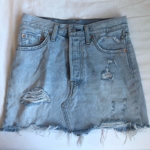 Levi's distressed denim mini skirt